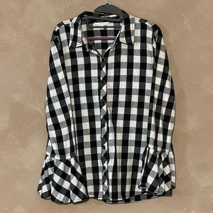 Time and Tru Plaid Bell Sleeve Button Up